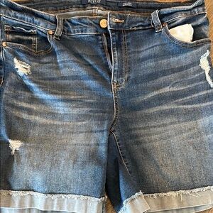 Blue Distressed Women's Denim Shorts